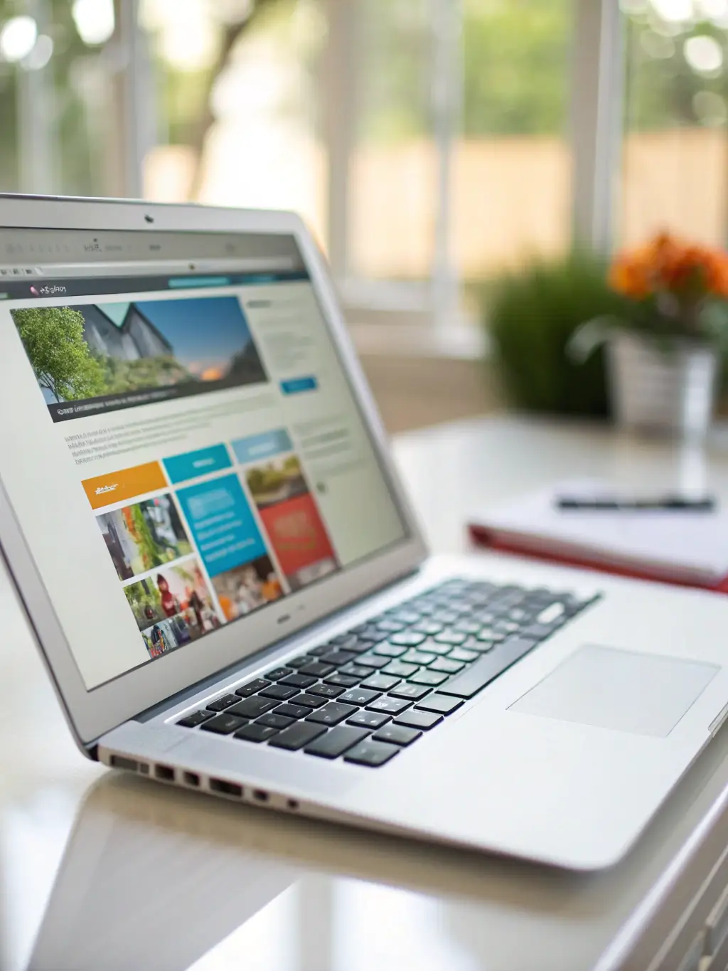 A high-resolution image showcasing a sleek, modern website design on a laptop screen, reflecting SMART DIGITAL TECH ACCESS's expertise in creating visually appealing and functional websites.