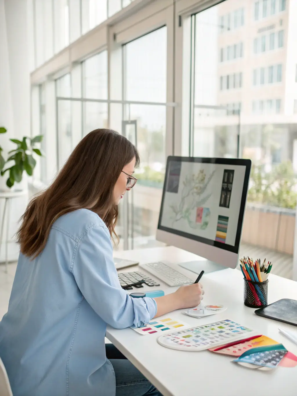 A virtual assistant efficiently managing tasks on a computer, representing SMART DIGITAL TECH ACCESS's virtual assistant services.