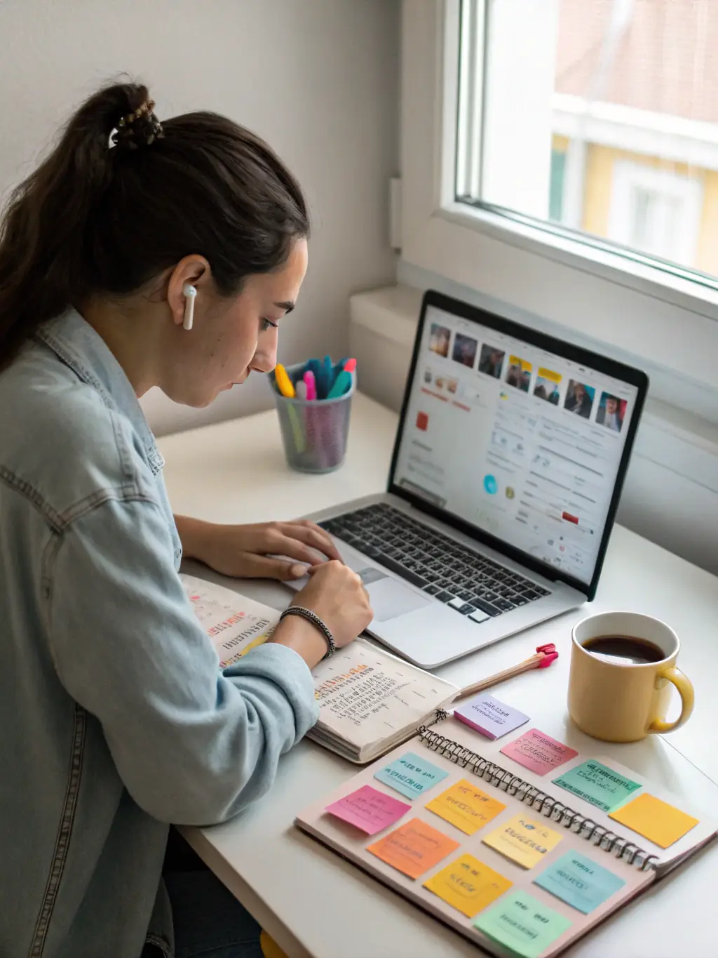 A virtual assistant efficiently manages a client's calendar on a laptop, showcasing time management and organizational skills.